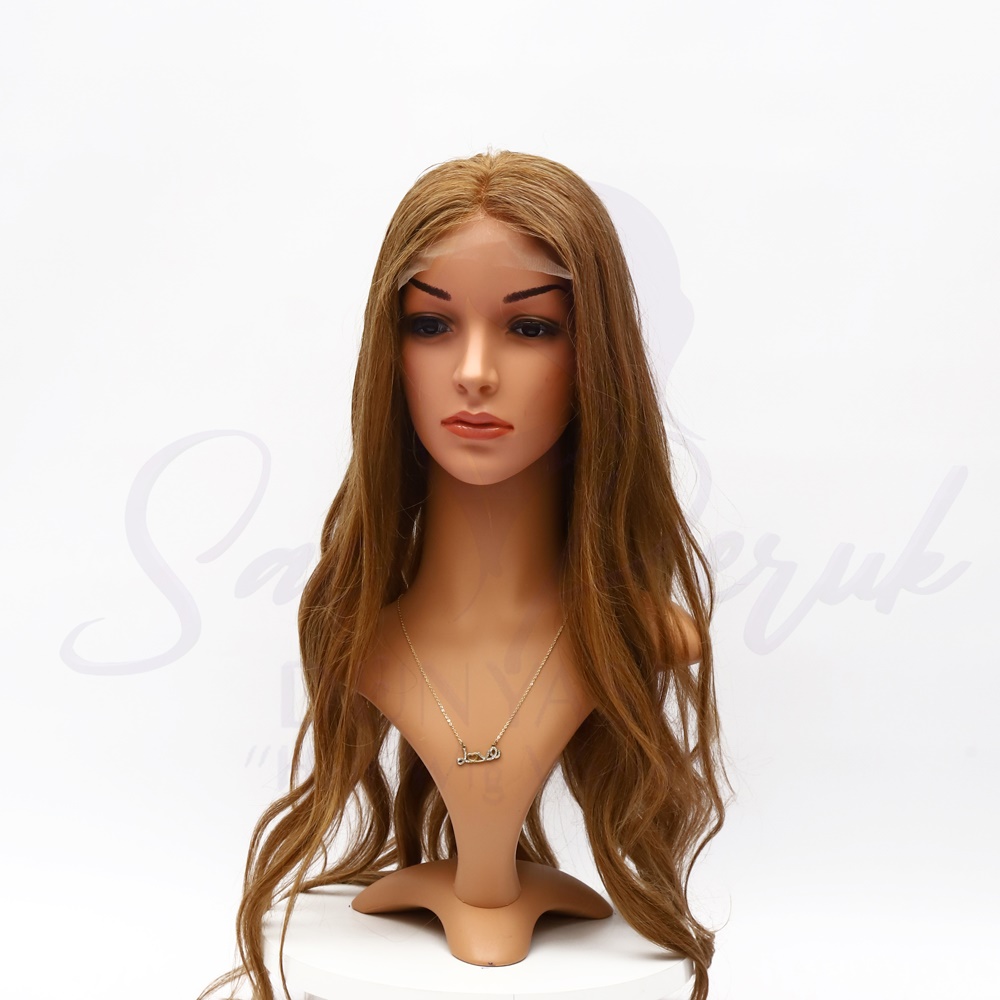 Tulle Wig Real Hair Light Brown