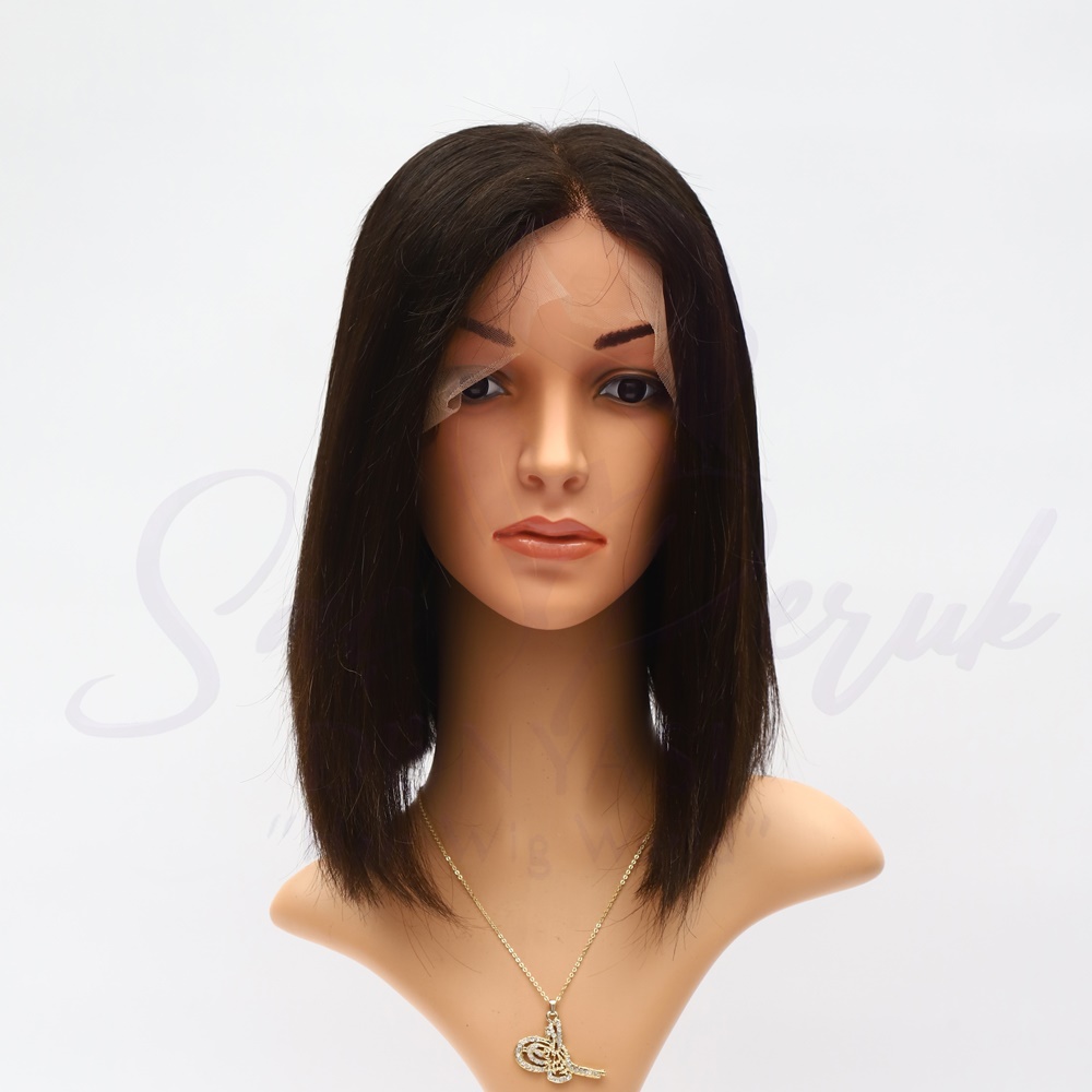 Tulle Wig Real Hair Short Length Natural