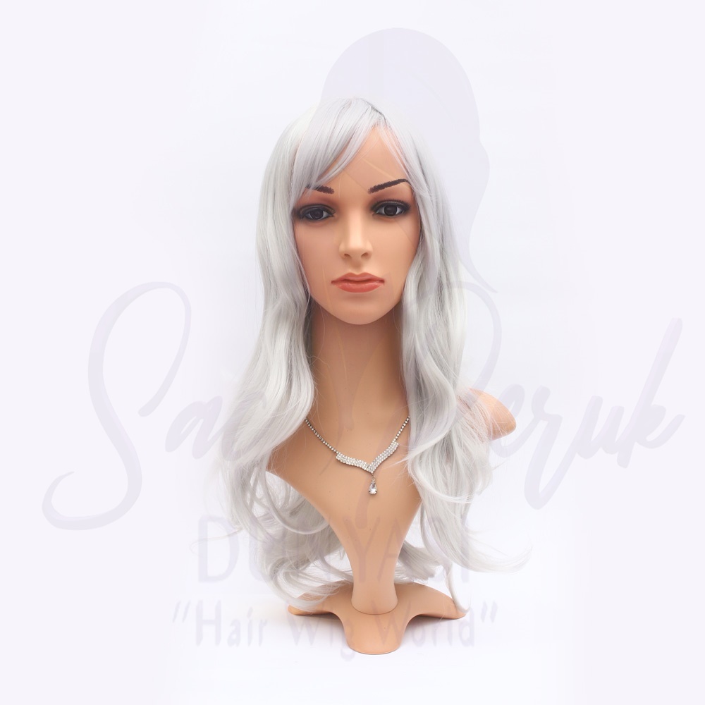 Synthetic Medium Length Wig Gray