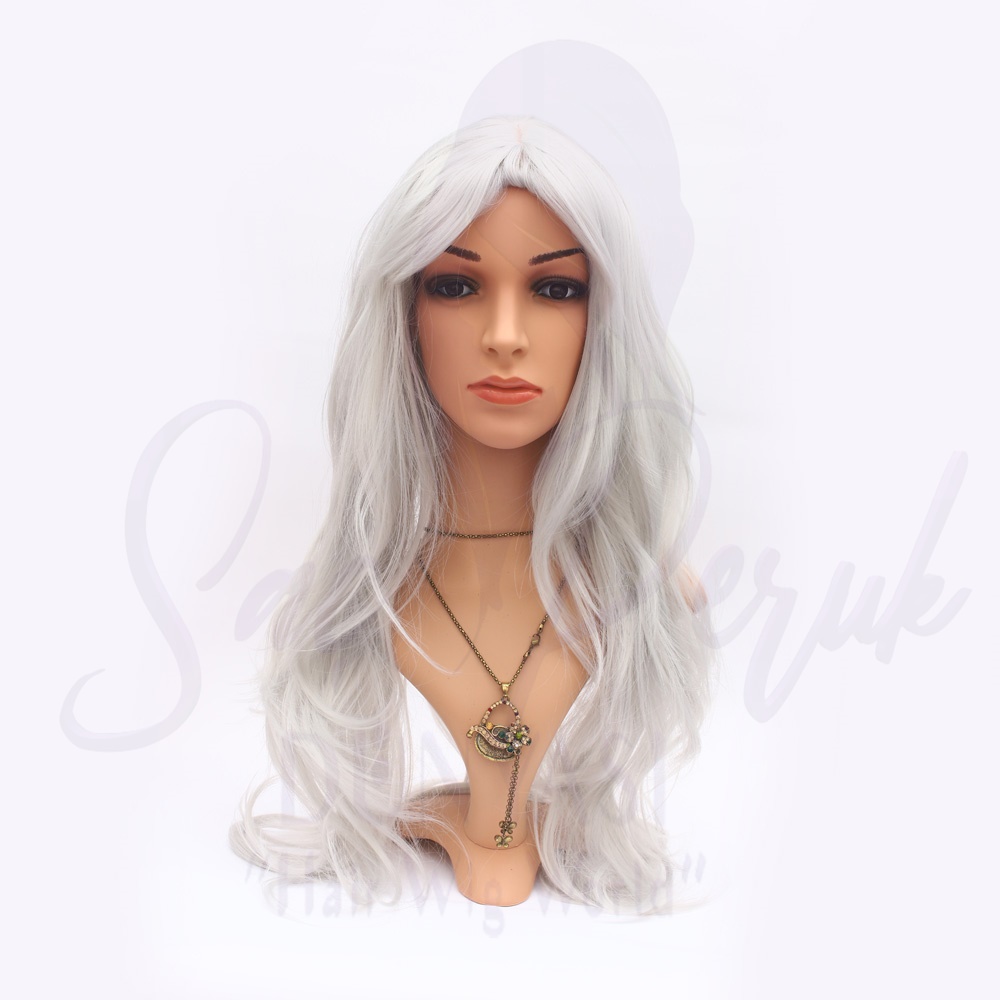 Synthetic Long Length Wig Gray